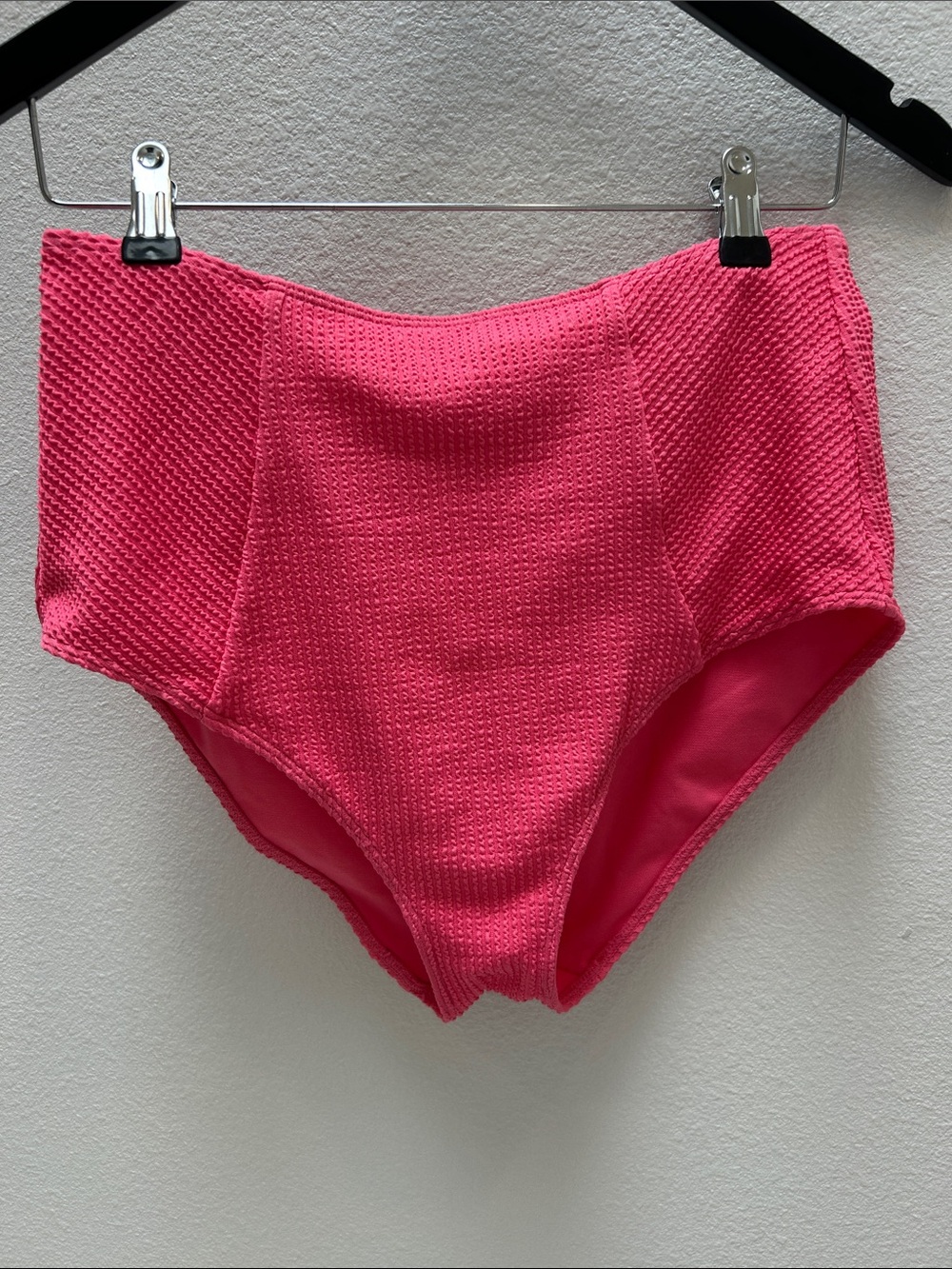 Adore Me Vibrant Pink High-Waist Textured Bikini Bottoms